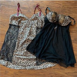 Cacique - Set of two coordinating lingerie teddys leopard